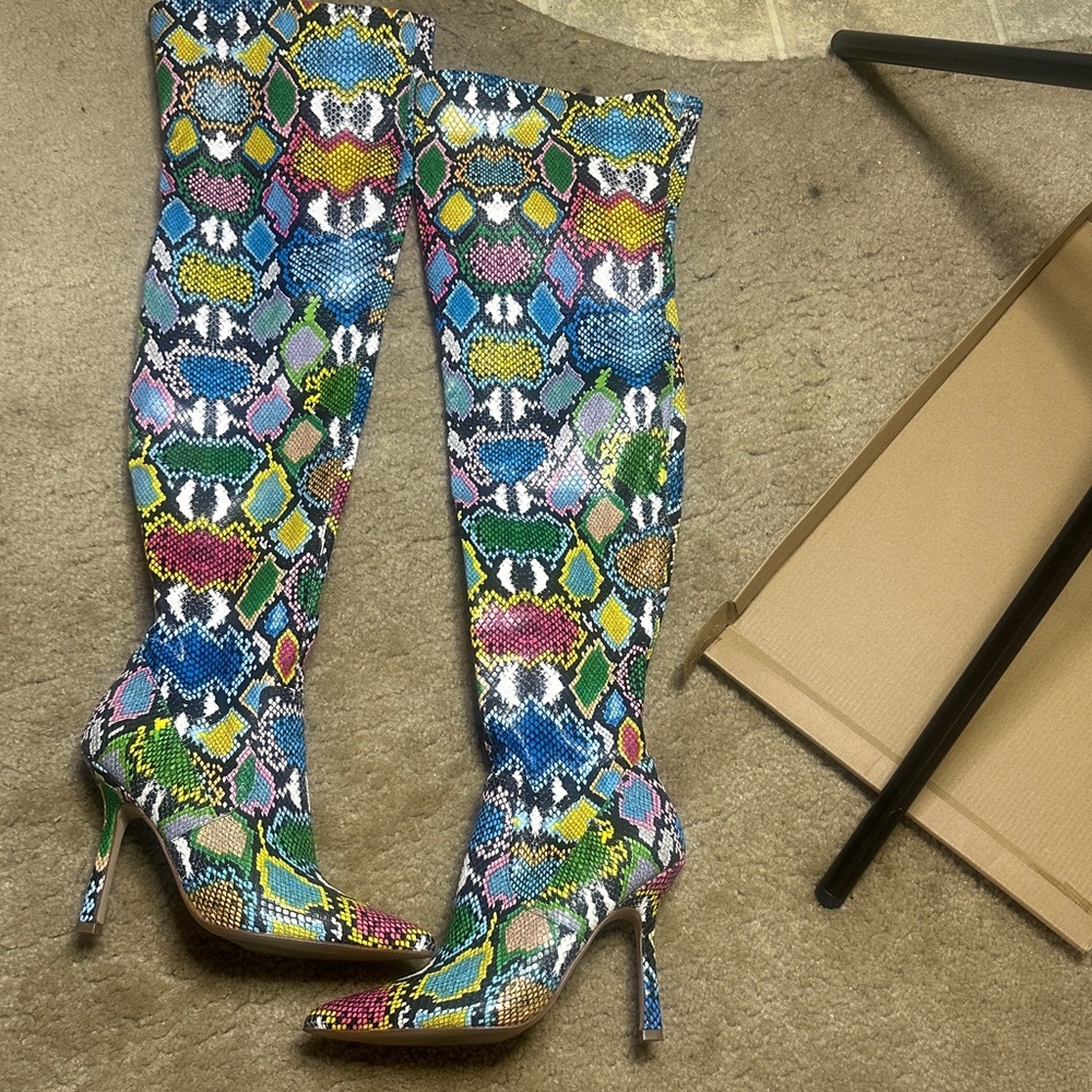 Steve Madden Multicolor Snakeskin Over the Knee Boots